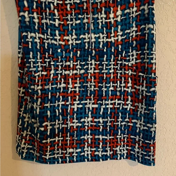 Lacoste Blue and Red Patterned Zip Up Front Dress- Size 40 - Picture 4 of 8